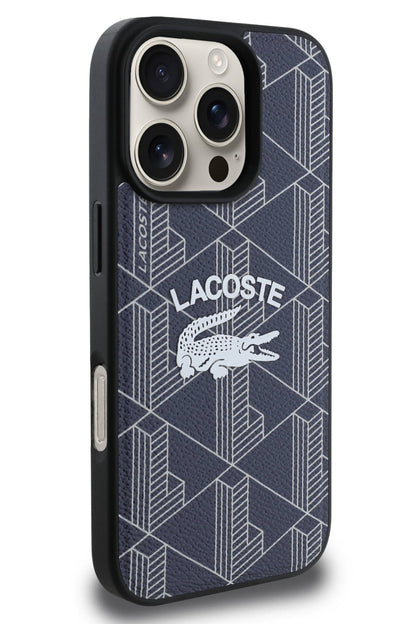 Lacoste Vintage iPhone 16 Pro Magsafe Uyumlu Kılıf Lacivert