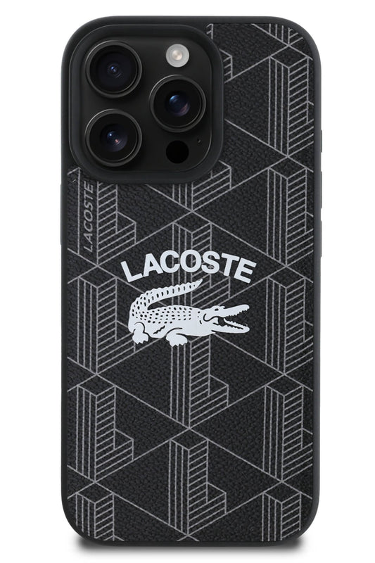 Lacoste Vintage iPhone 16 Pro Magsafe Uyumlu Kılıf Siyah