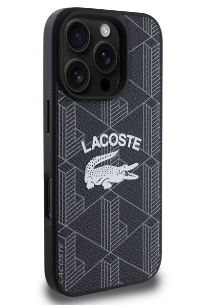 Lacoste Vintage iPhone 16 Pro Max Magsafe Uyumlu Kılıf Siyah
