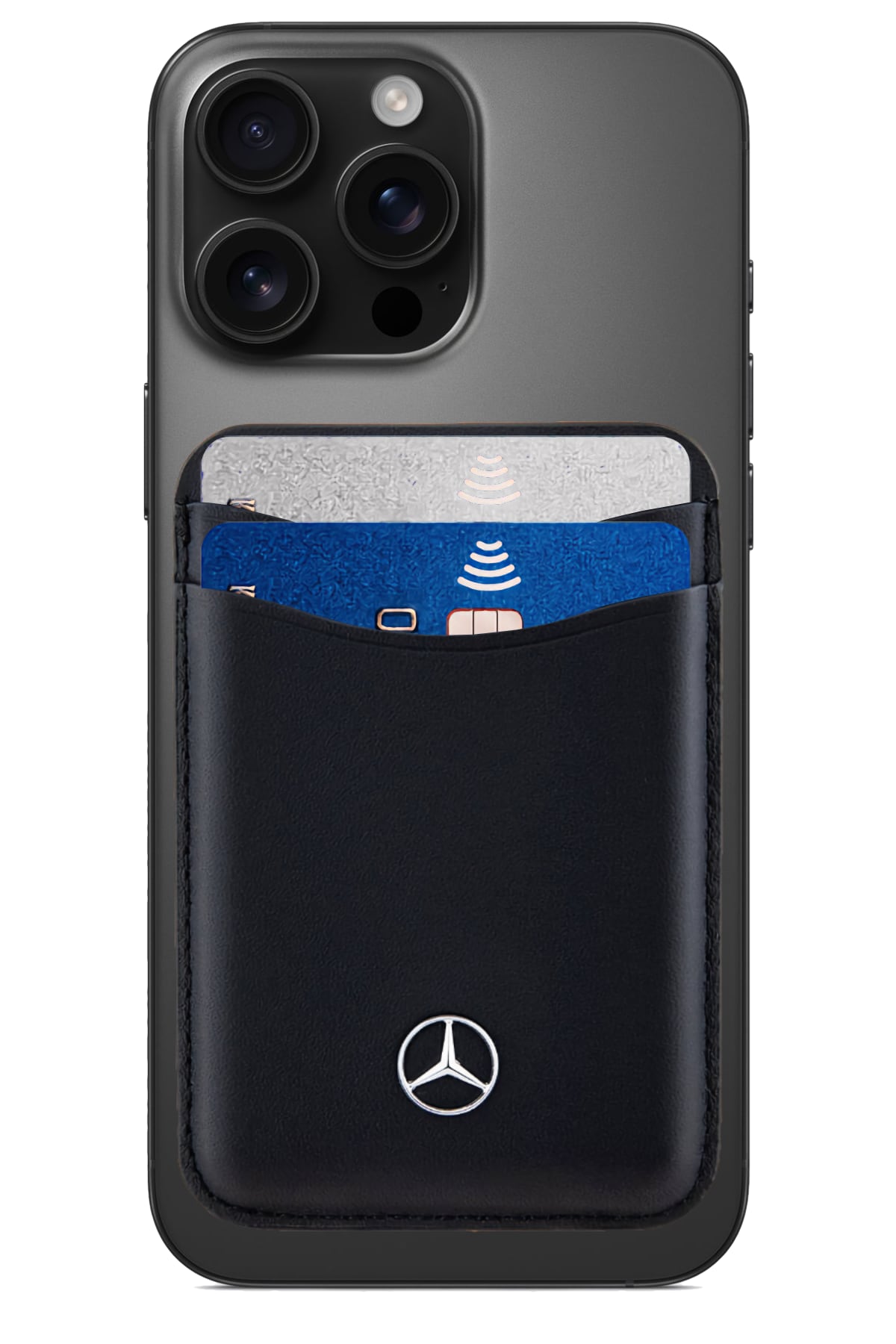 Mercedes Benz Magsafe uyumlu Manyetik Deri Kartlık Siyah