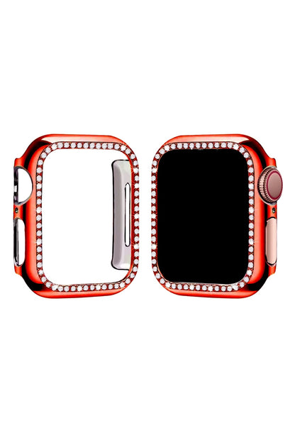 Apple Watch Uyumlu Bumper Taşlı Parlak Kasa Merlot