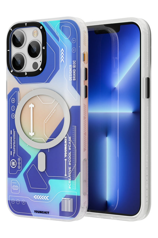 Youngkit Metaverse iPhone 13 Pro Max Magsafe Uyumlu Mavi Kılıf