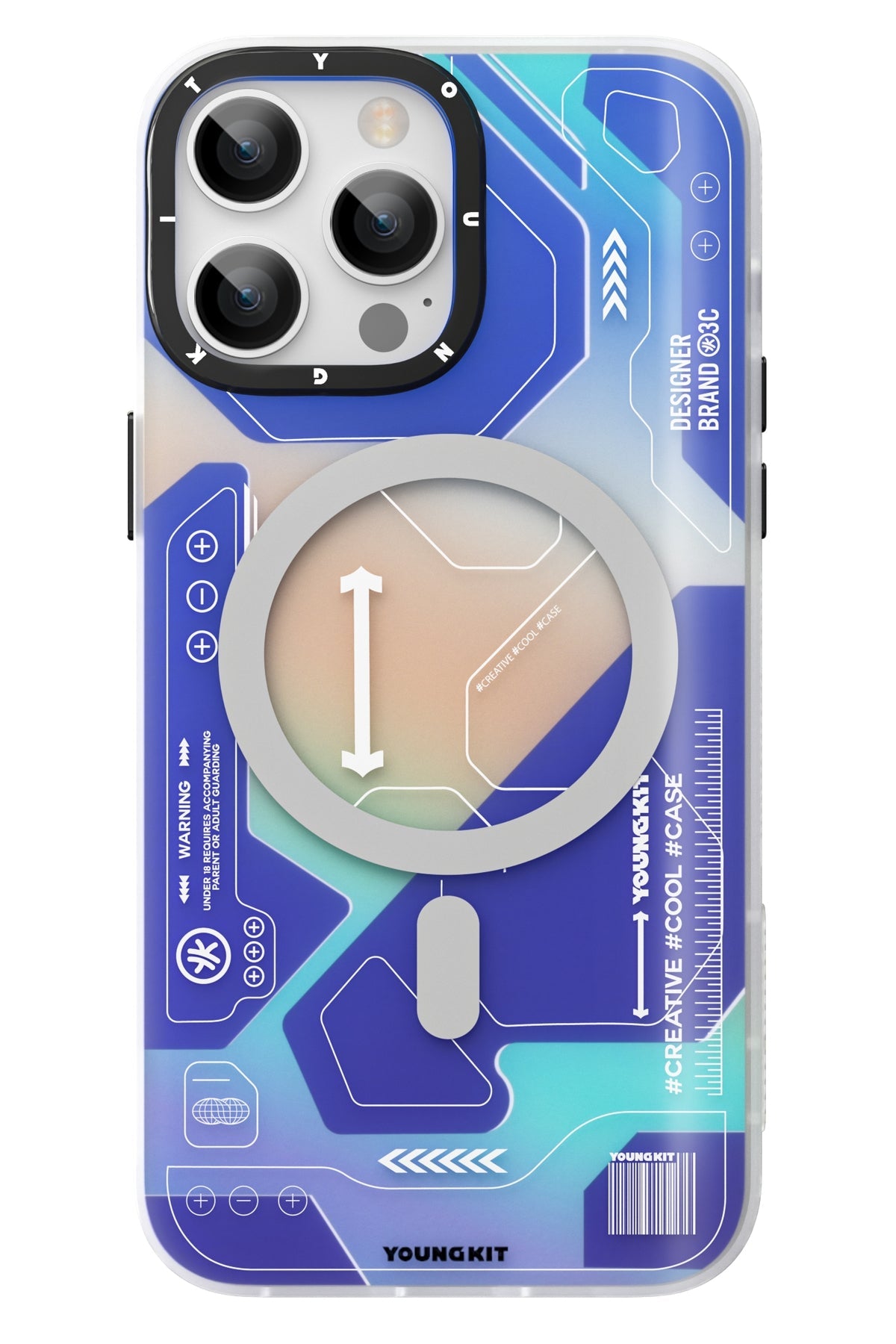 Youngkit Metaverse iPhone 13 Pro Magsafe Uyumlu Mavi Kılıf