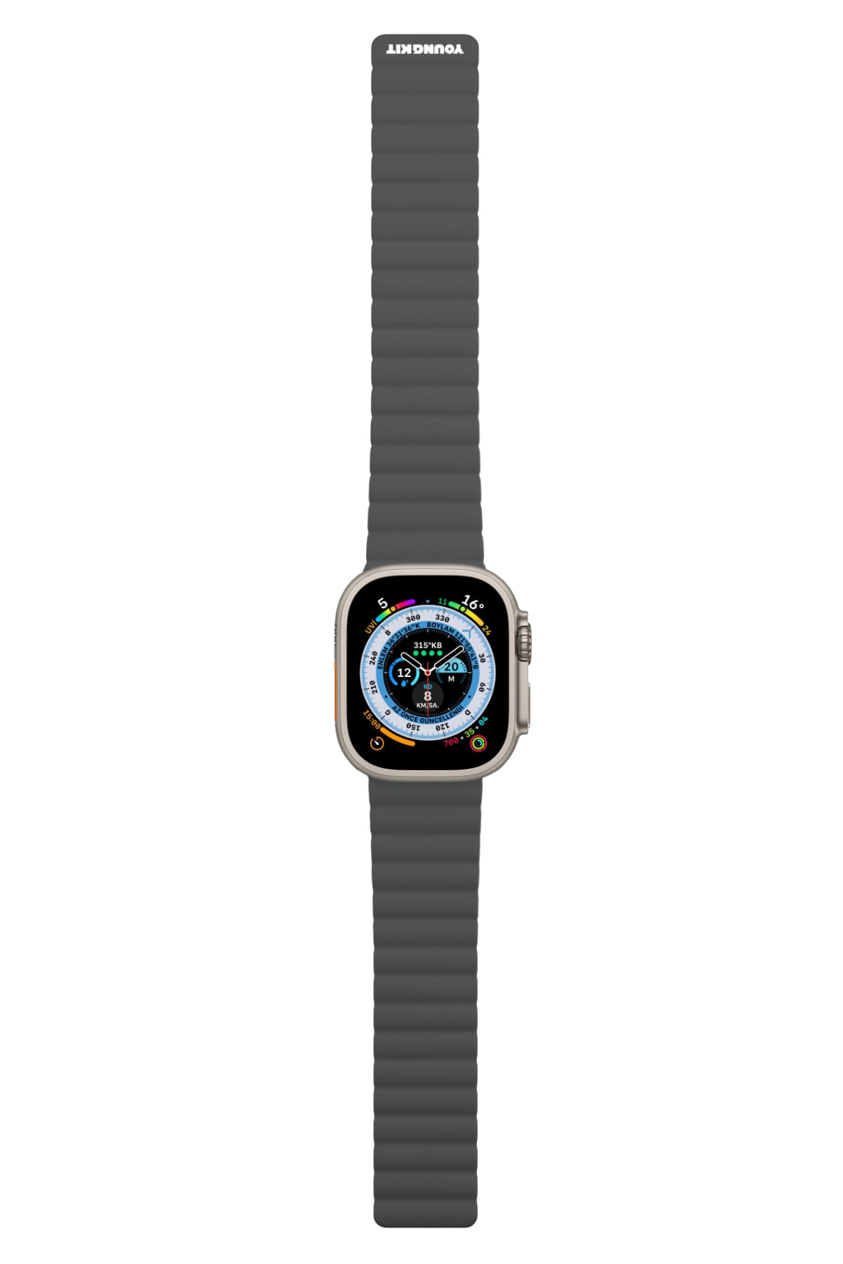 Youngkit Apple Watch Uyumlu Manyetik Mıknatıslı Minimalist Kordon Gri