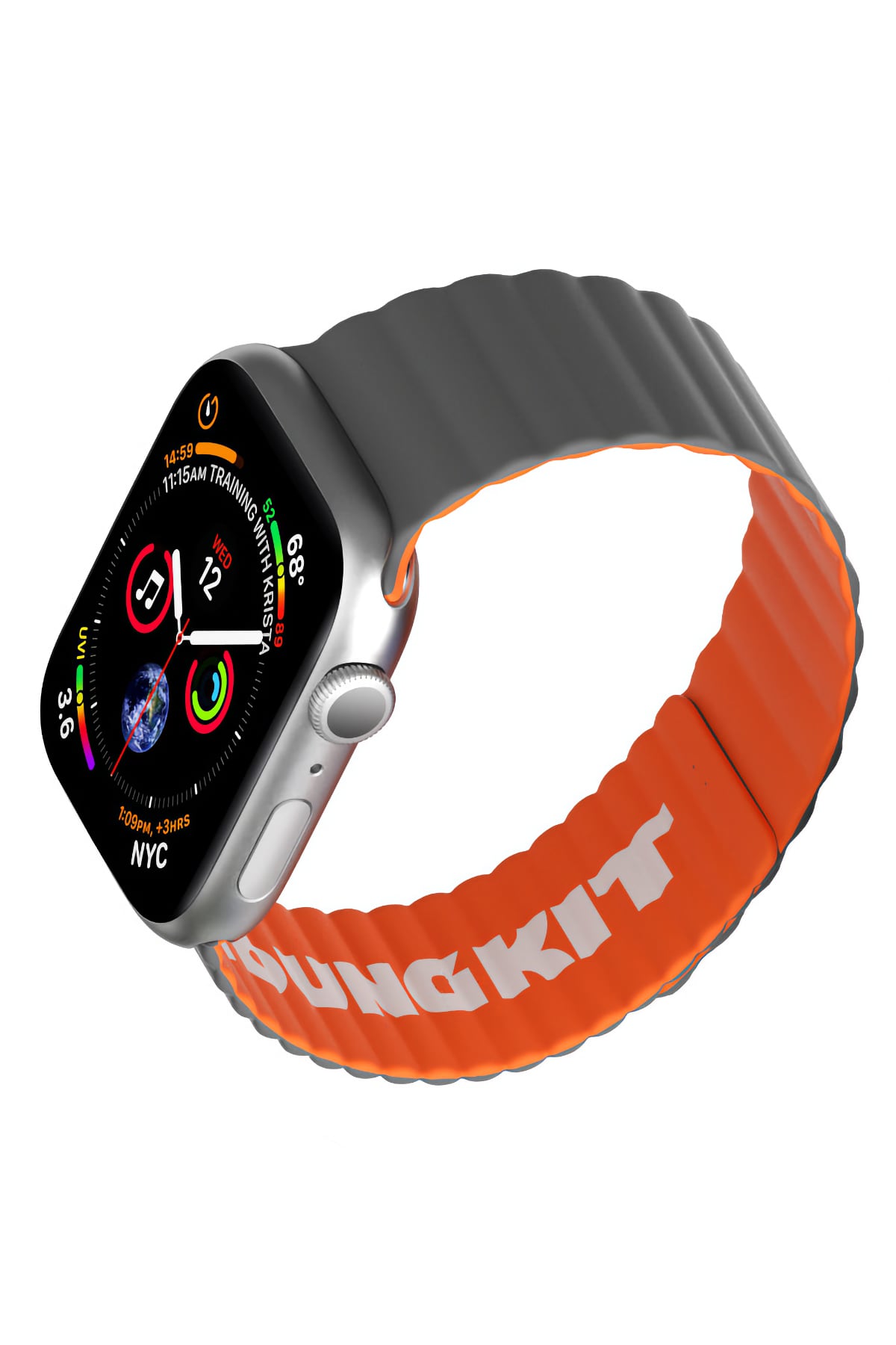 Youngkit Apple Watch Uyumlu Manyetik Mıknatıslı Minimalist Kordon Gri