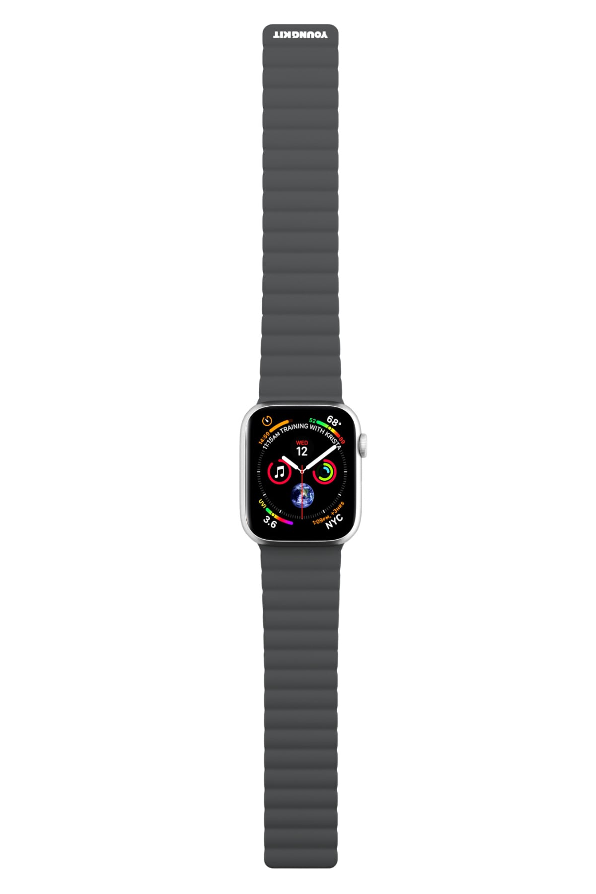 Youngkit Apple Watch Uyumlu Manyetik Mıknatıslı Minimalist Kordon Gri