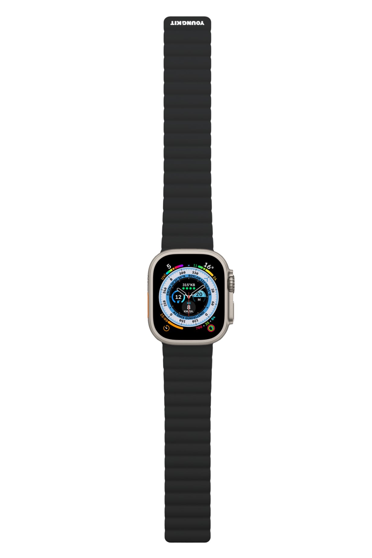 Youngkit Apple Watch Uyumlu Manyetik Mıknatıslı Minimalist Kordon Siyah
