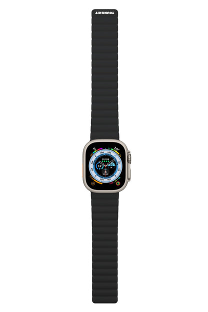 Youngkit Apple Watch Uyumlu Manyetik Mıknatıslı Minimalist Kordon Siyah