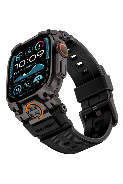 Mohseven Armor Apple Watch Ultra Uyumlu Silikon Siyah Kordon