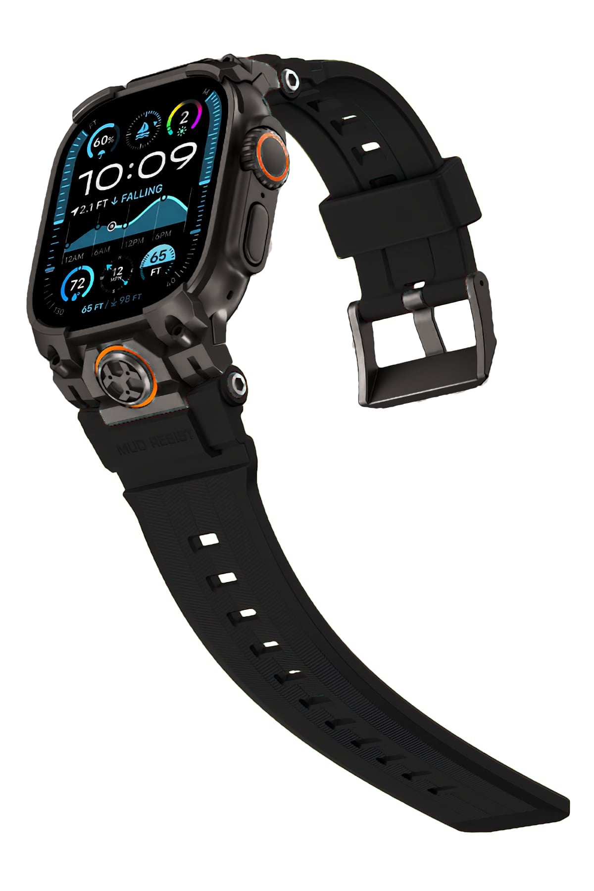 Mohseven Armor Apple Watch Ultra Uyumlu Silikon Siyah Kordon