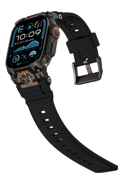 Mohseven Armor Apple Watch Ultra Uyumlu Silikon Siyah Kordon