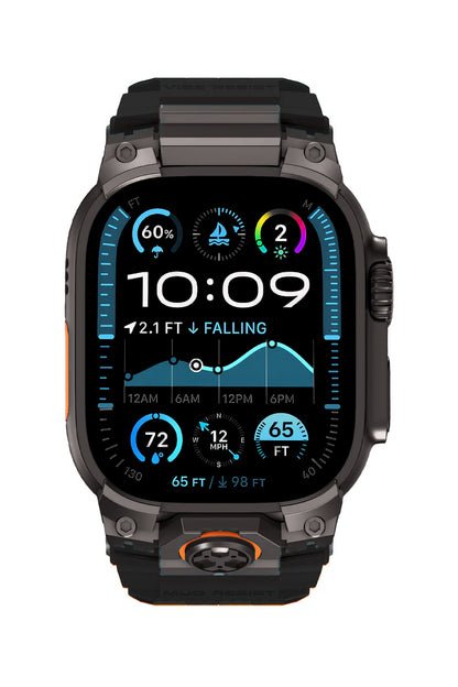 Mohseven Armor Apple Watch Ultra Uyumlu Silikon Siyah Kordon