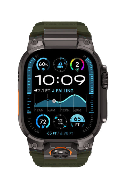 Mohseven Armor Apple Watch Ultra Uyumlu Silikon Siyah Toka Yeşil Kordon