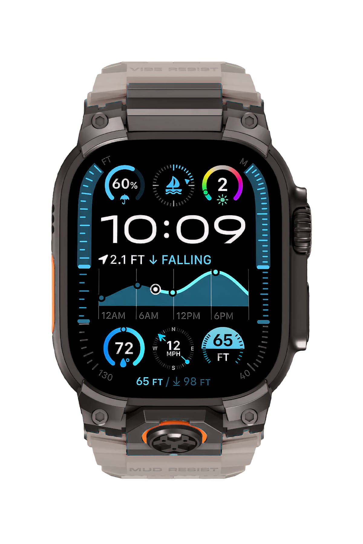 Mohseven Armor Apple Watch Ultra Uyumlu Silikon Siyah Tokalı Beyaz Kordon
