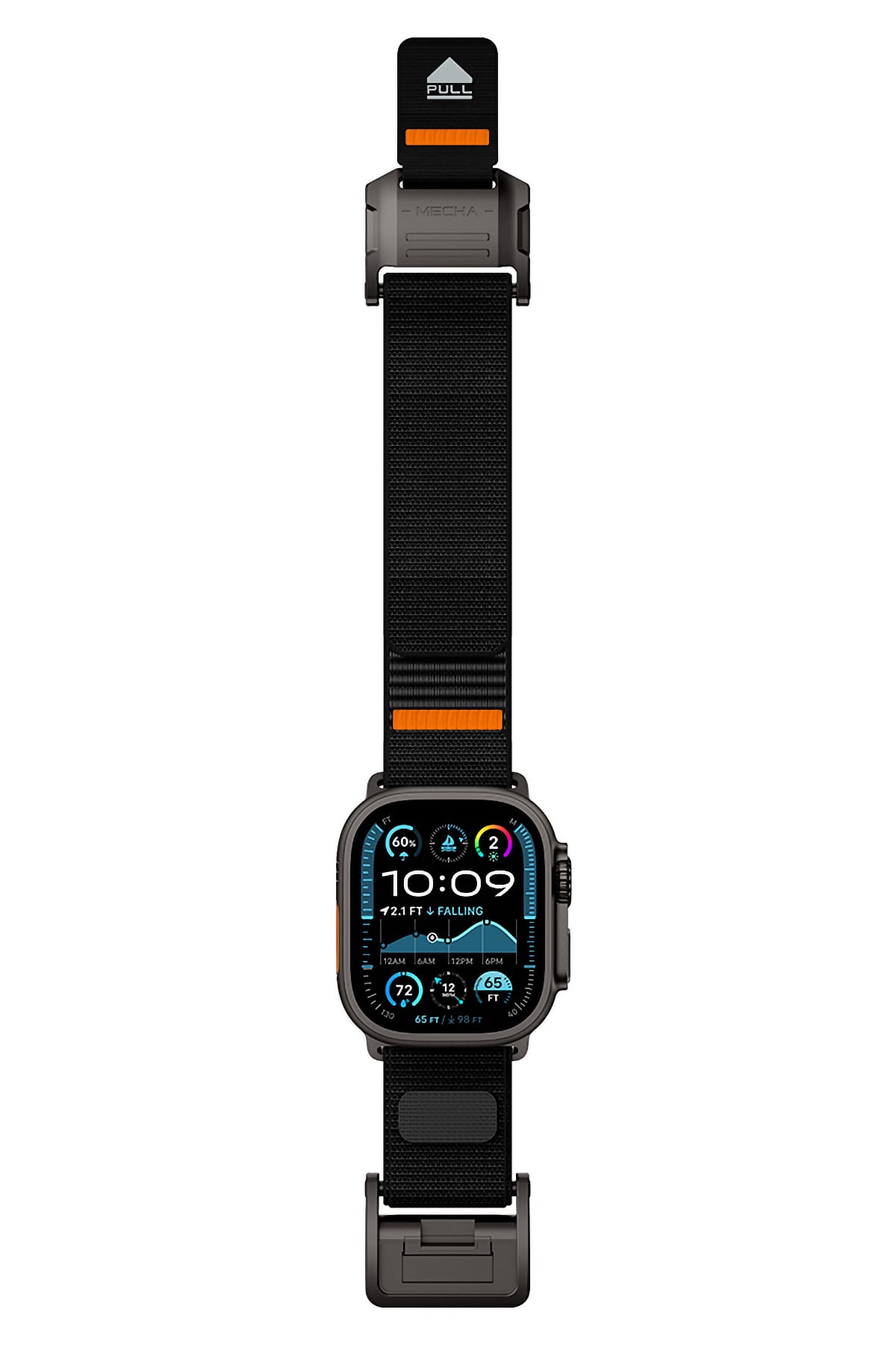 Mohseven Mecha Apple Watch Ultra Uyumlu Hasır Kordon Siyah
