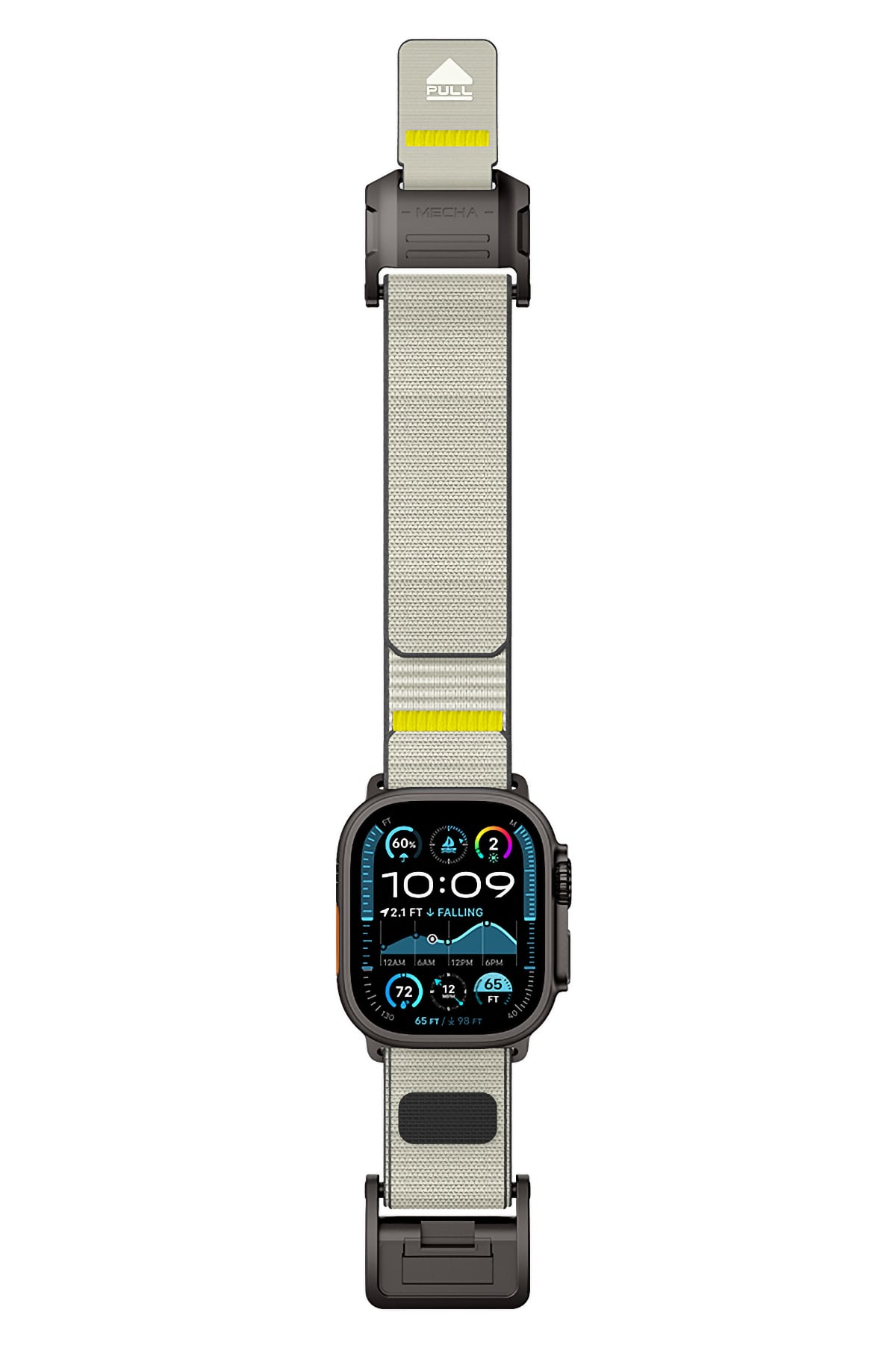 Mohseven Mecha Apple Watch Ultra Uyumlu Hasır Kordon Siyah Bej