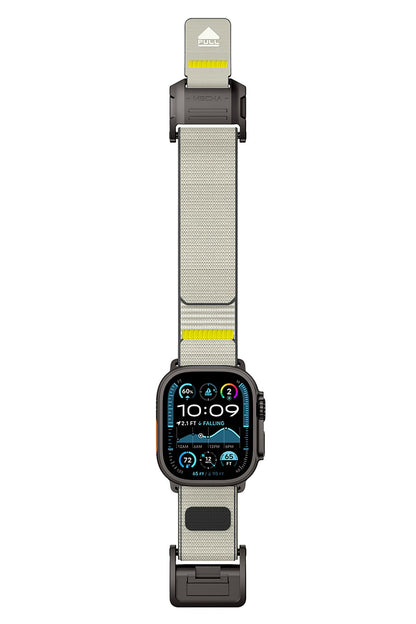 Mohseven Mecha Apple Watch Ultra Uyumlu Hasır Kordon Siyah Bej