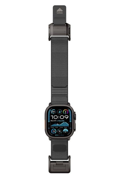 Mohseven Mecha Apple Watch Ultra Uyumlu Hasır Kordon Siyah Gri
