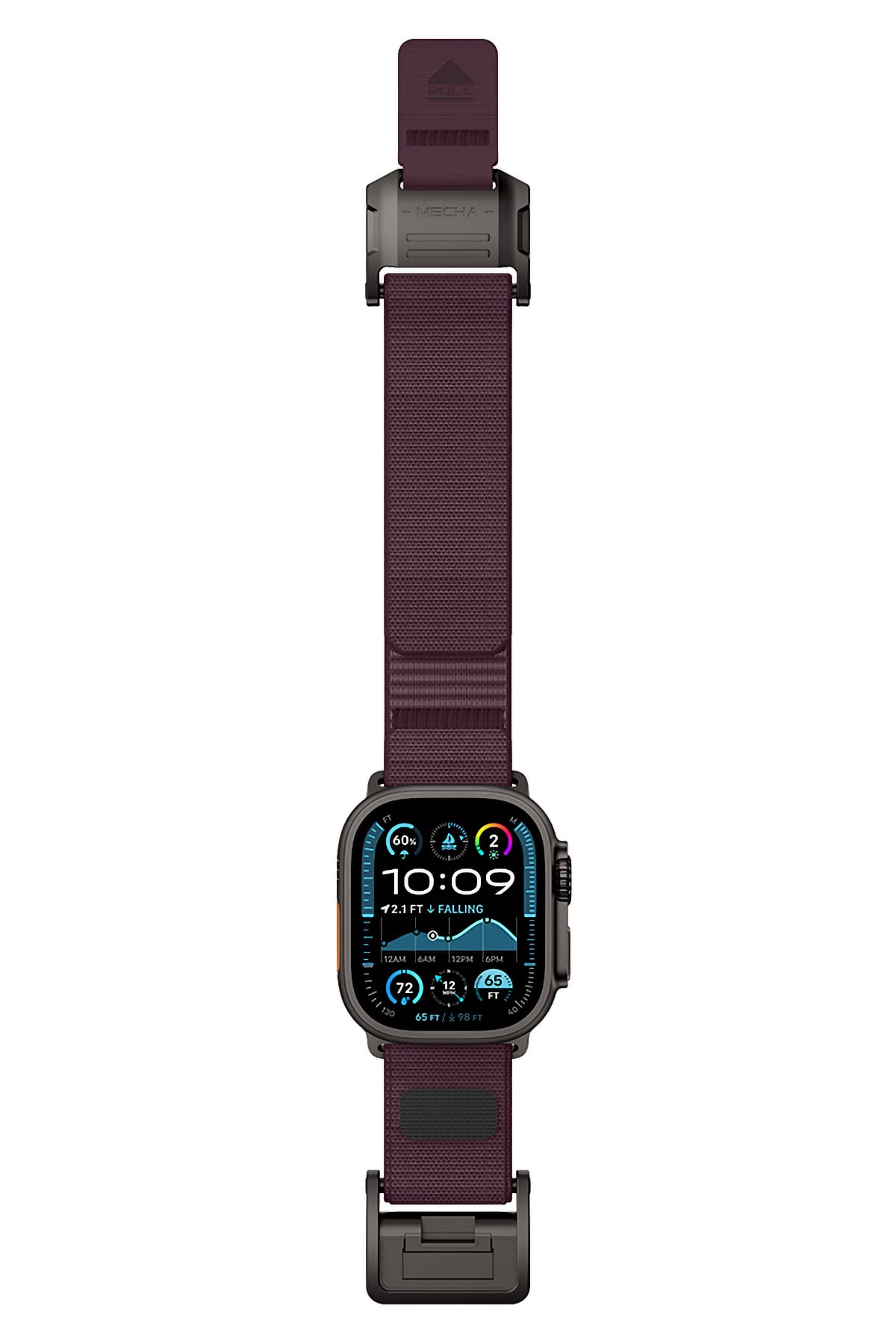 Mohseven Mecha Apple Watch Ultra Uyumlu Hasır Kordon Siyah Mor