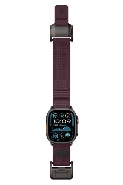 Mohseven Mecha Apple Watch Ultra Uyumlu Hasır Kordon Siyah Mor