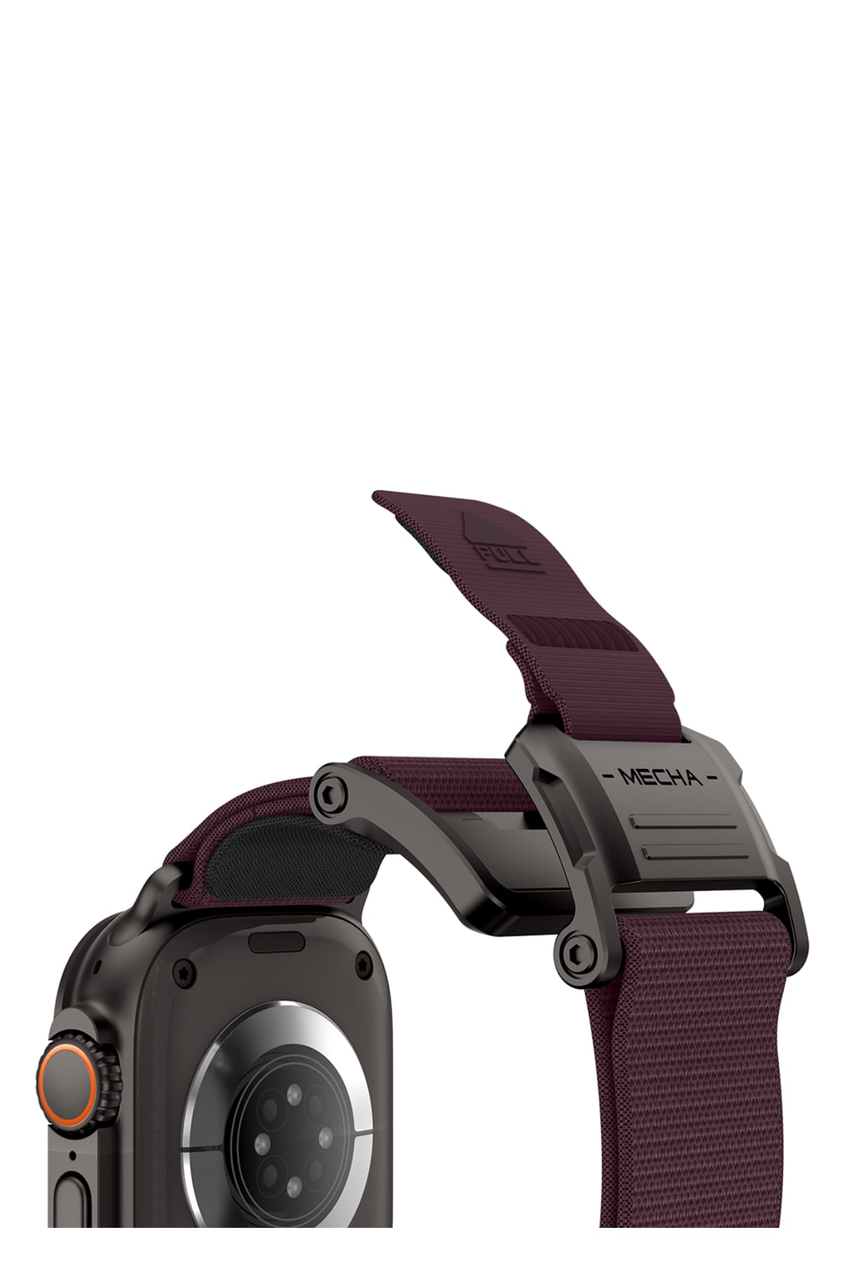 Mohseven Mecha Apple Watch Ultra Uyumlu Hasır Kordon Siyah Mor
