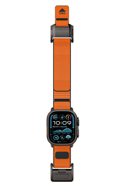 Mohseven Mecha Apple Watch Ultra Uyumlu Hasır Kordon Siyah Turuncu