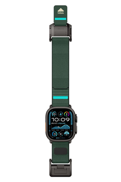 Mohseven Mecha Apple Watch Ultra Uyumlu Hasır Kordon Siyah Yeşil