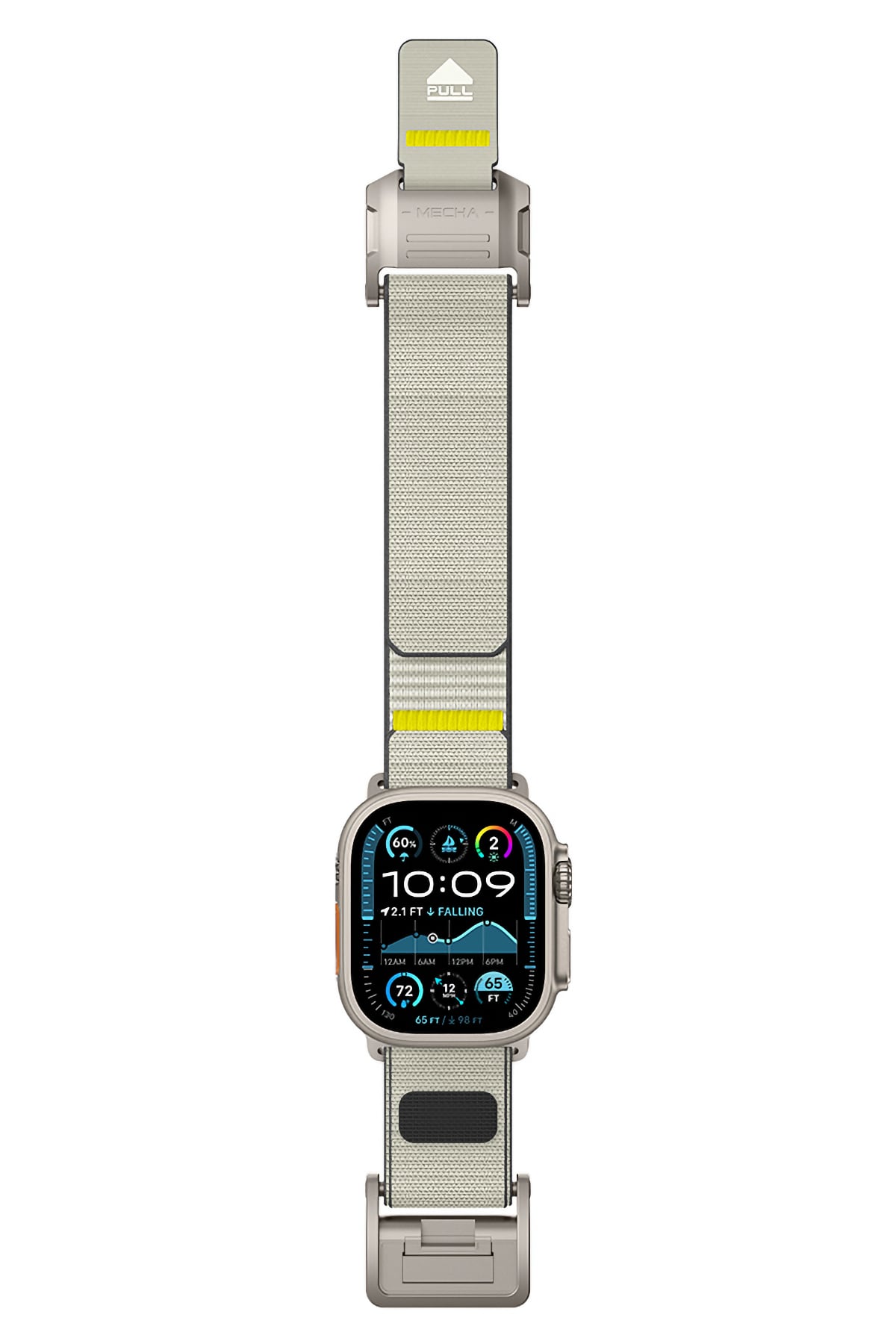 Mohseven Mecha Apple Watch Ultra Uyumlu Hasır Kordon Titanyum Bej