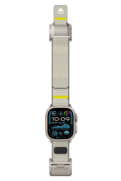 Mohseven Mecha Apple Watch Ultra Uyumlu Hasır Kordon Titanyum Bej