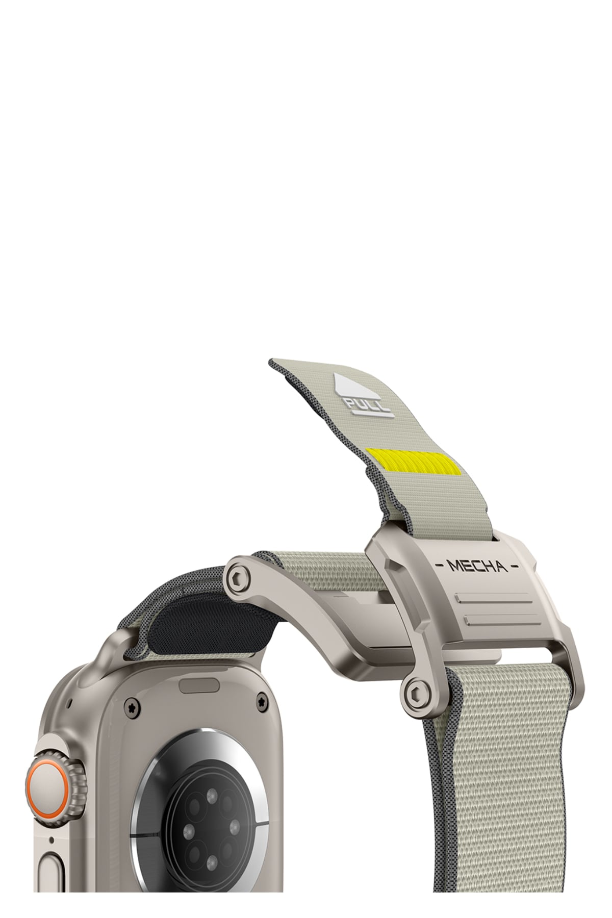 Mohseven Mecha Apple Watch Ultra Uyumlu Hasır Kordon Titanyum Bej