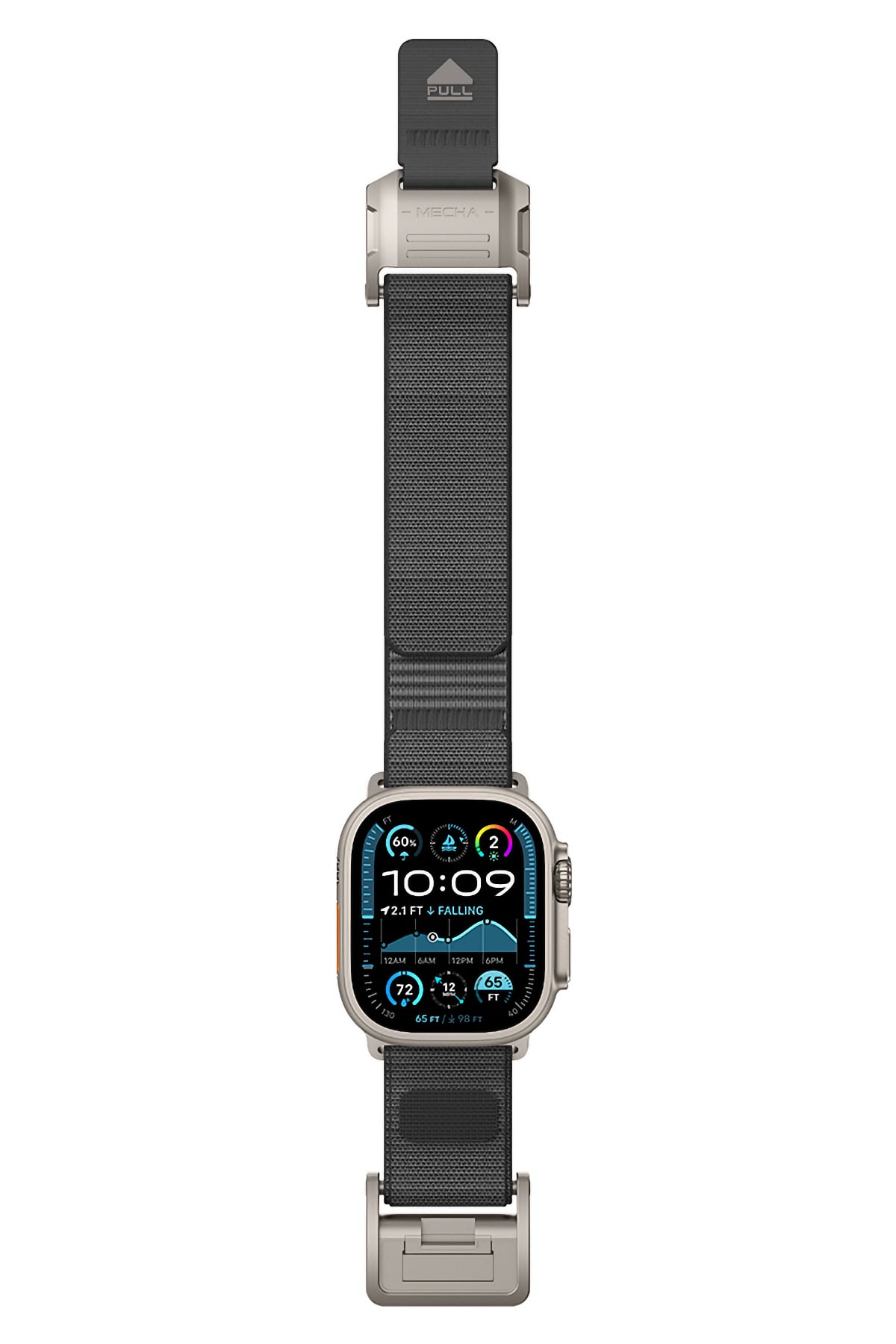 Mohseven Mecha Apple Watch Ultra Uyumlu Hasır Kordon Titanyum Gri