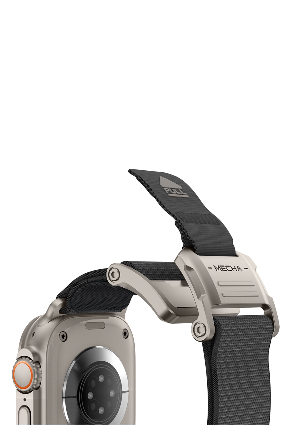 Mohseven Mecha Apple Watch Ultra Uyumlu Hasır Kordon Titanyum Gri