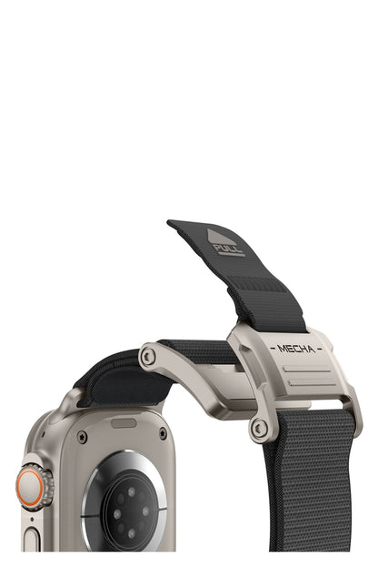 Mohseven Mecha Apple Watch Ultra Uyumlu Hasır Kordon Titanyum Gri