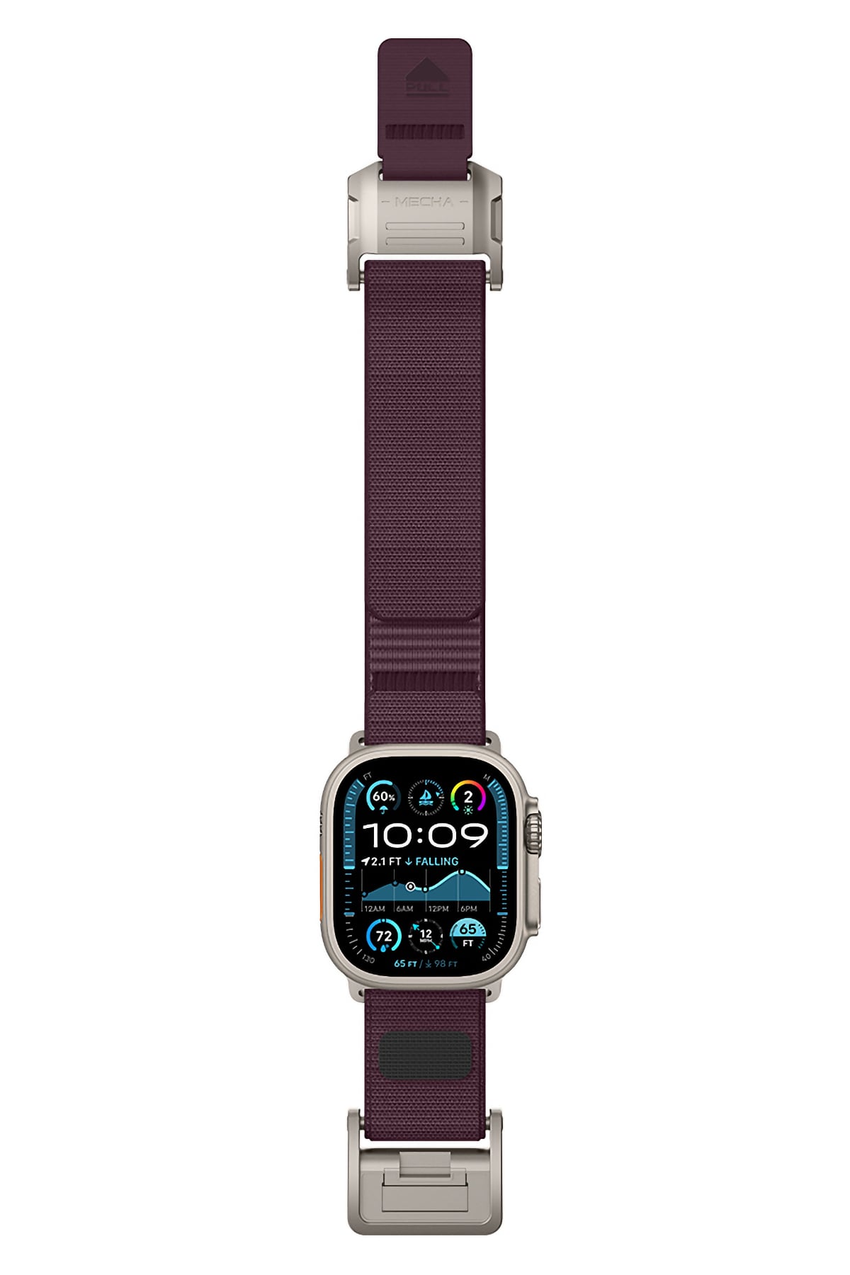 Mohseven Mecha Apple Watch Ultra Uyumlu Hasır Kordon Titanyum Mor