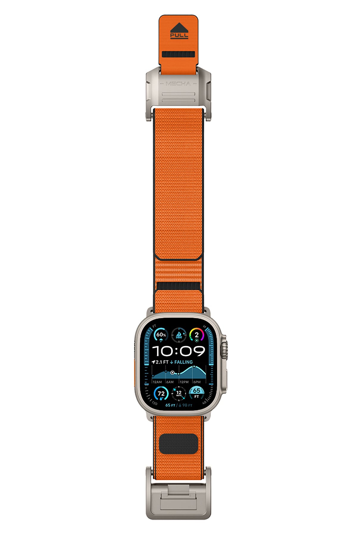 Mohseven Mecha Apple Watch Ultra Uyumlu Hasır Kordon Titanyum Turuncu