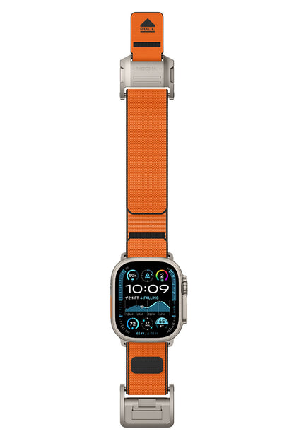 Mohseven Mecha Apple Watch Ultra Uyumlu Hasır Kordon Titanyum Turuncu