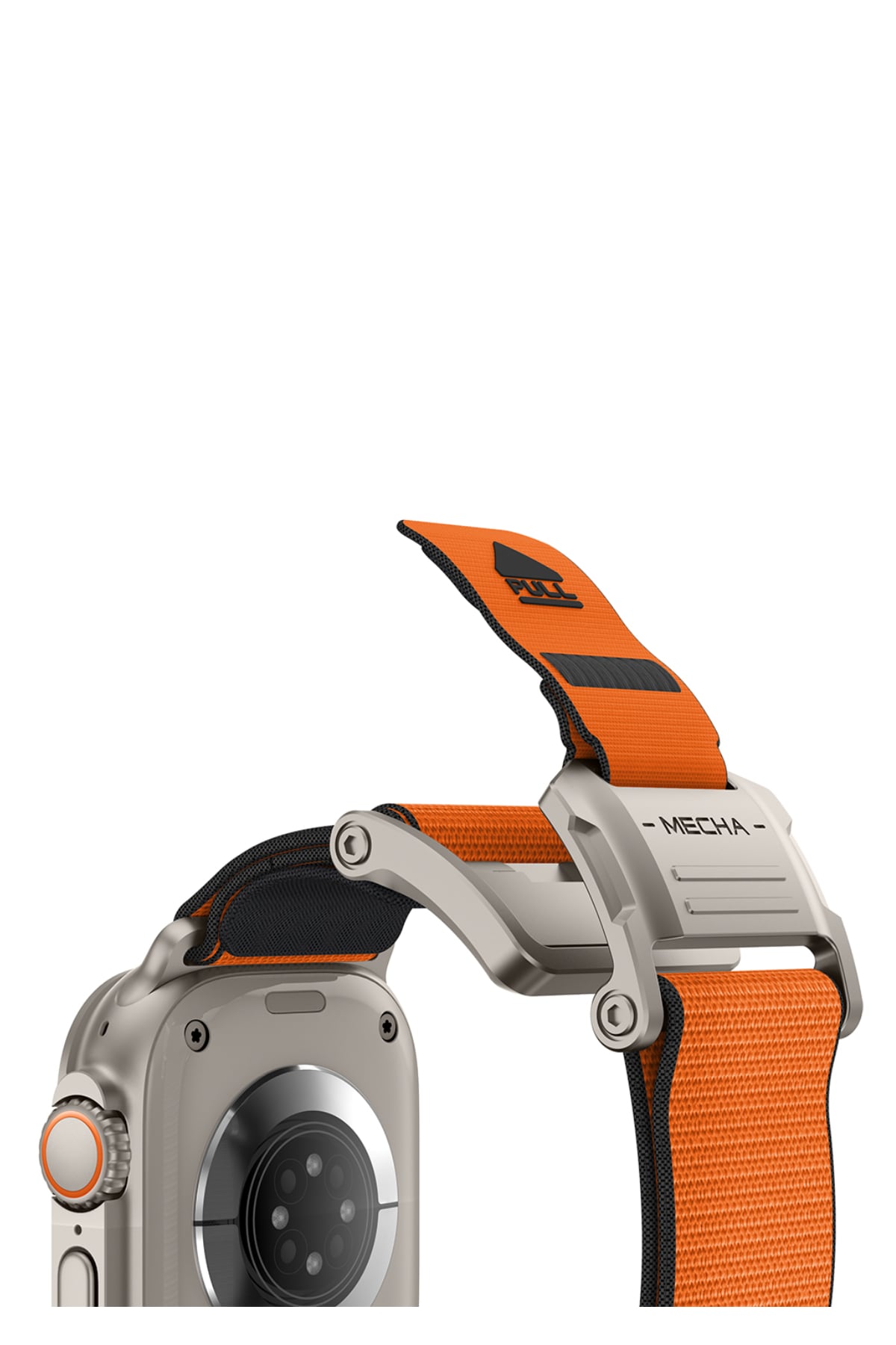 Mohseven Mecha Apple Watch Ultra Uyumlu Hasır Kordon Titanyum Turuncu