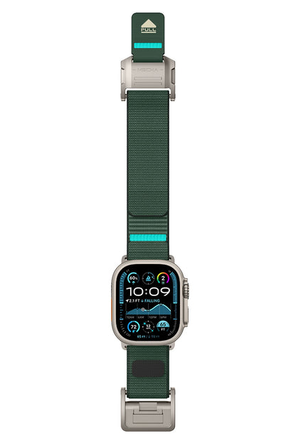 Mohseven Mecha Apple Watch Ultra Uyumlu Hasır Kordon Titanyum Yeşil