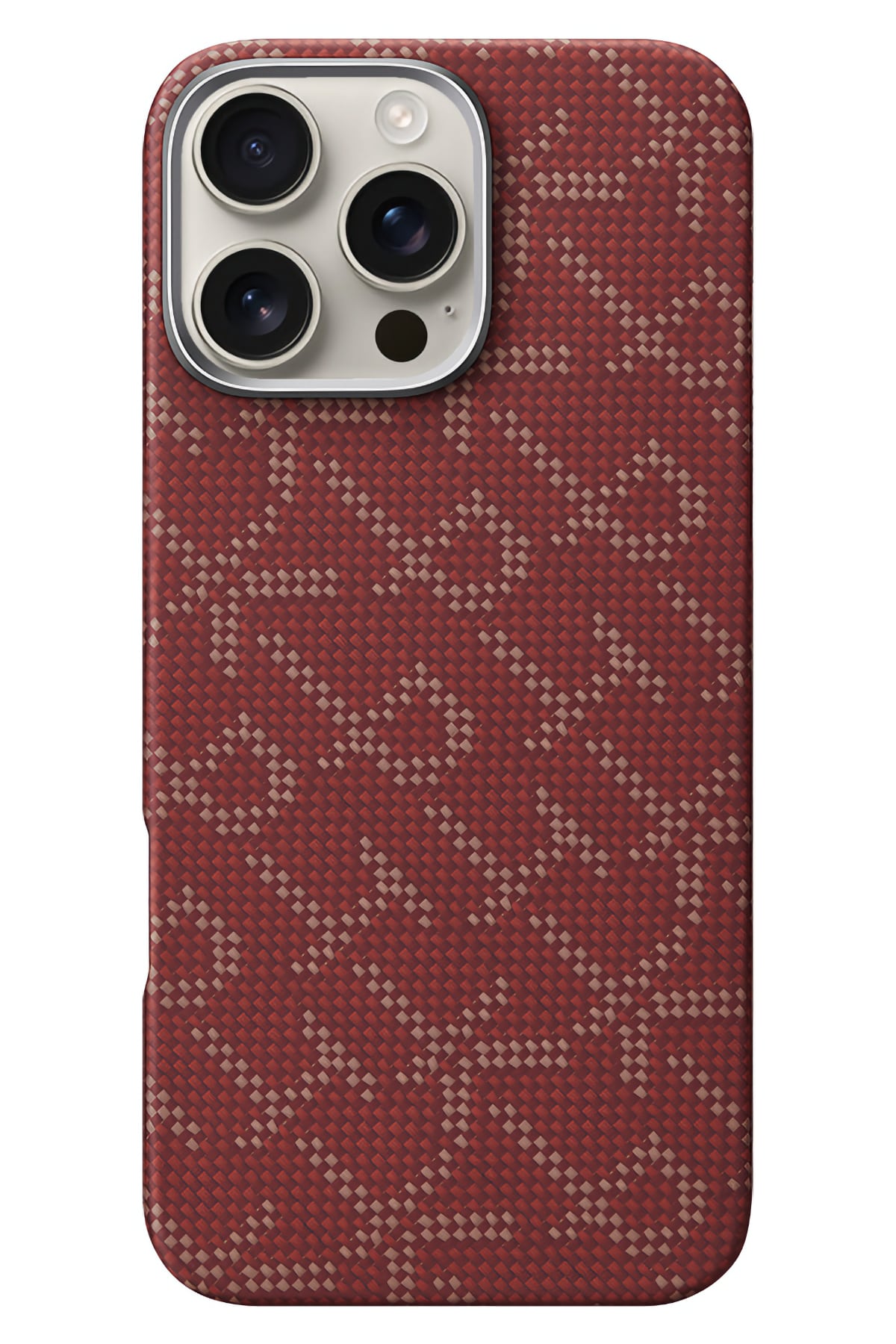 Monogram iPhone 16 Pro MagSafe Uyumlu Aramid Fiber Kılıf Kırmızı