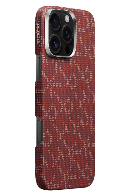 Monogram iPhone 16 Pro Max MagSafe Uyumlu Aramid Fiber Kılıf Kırmızı
