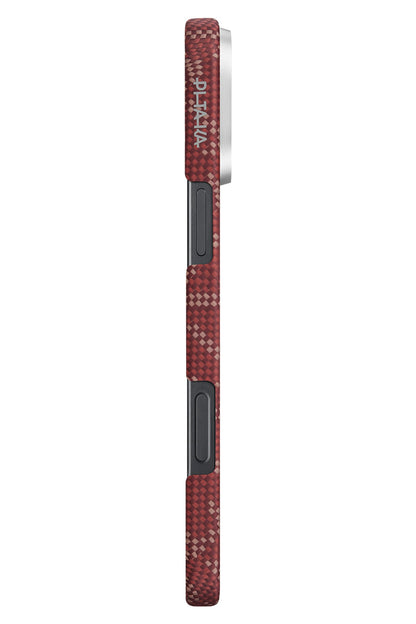 Monogram iPhone 16 Pro Max MagSafe Uyumlu Aramid Fiber Kılıf Kırmızı