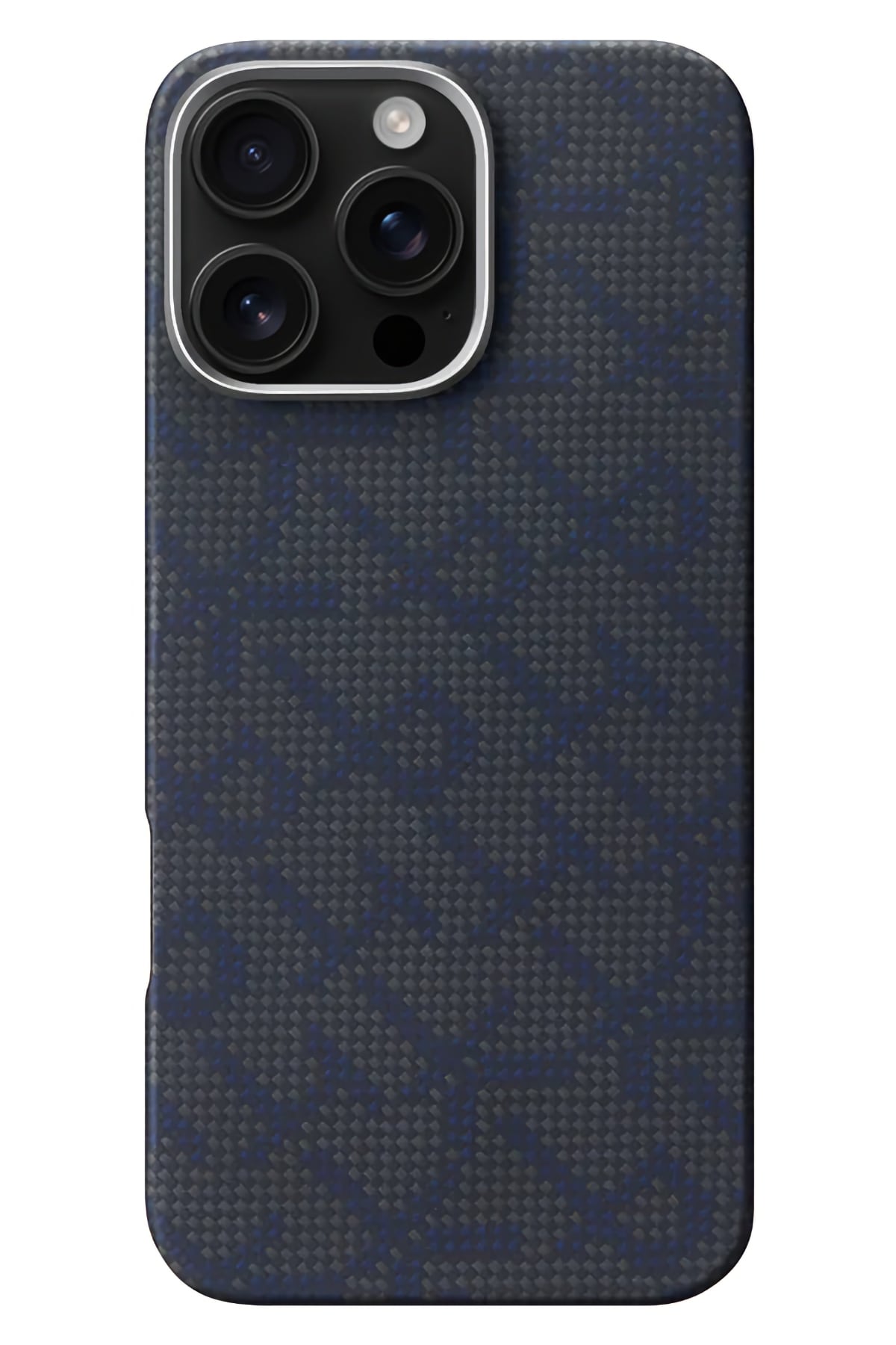 Monogram iPhone 16 Pro Max MagSafe Uyumlu Aramid Fiber Kılıf Mavi Siyah