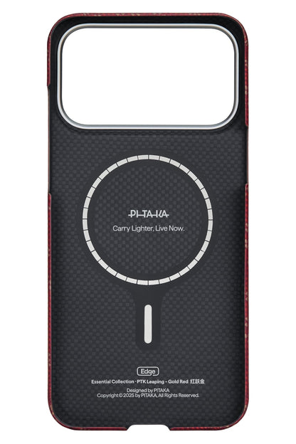 Monogram iPhone 17 Pro Max MagSafe Uyumlu Aramid Fiber Kılıf Kırmızı