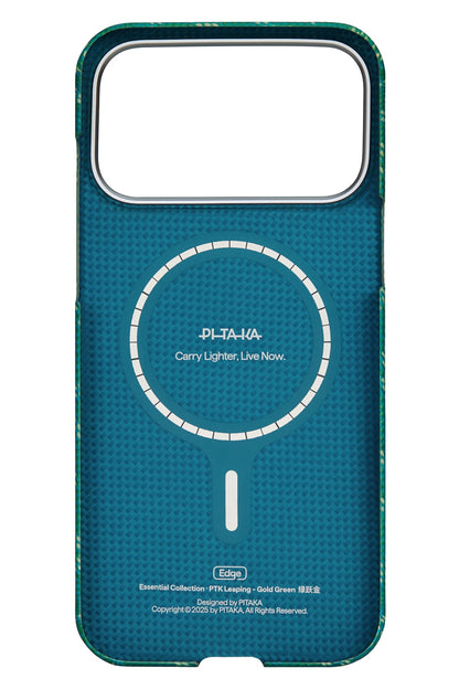 Monogram iPhone 17 Pro Max MagSafe Uyumlu Aramid Fiber Kılıf Yeşil