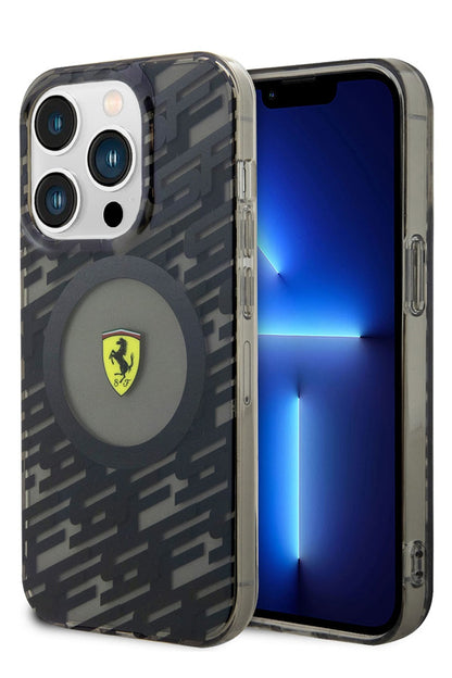 Ferrari iPhone 15 Pro Magsafe Uyumlu Multi SF Silikon Kılıf Siyah