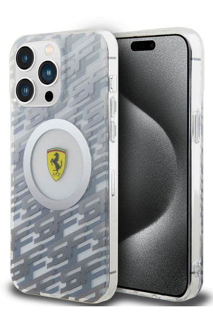 Ferrari iPhone 15 Pro Max Magsafe Uyumlu Multi SF Silikon Kılıf Gri