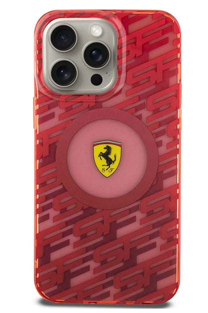 Ferrari iPhone 15 Pro Max Magsafe Uyumlu Multi SF Silikon Kılıf Kırmızı