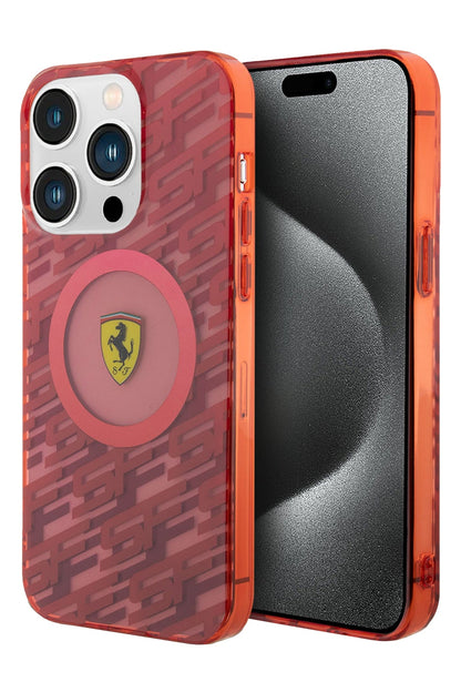 Ferrari iPhone 15 Pro Max Magsafe Uyumlu Multi SF Silikon Kılıf Kırmızı