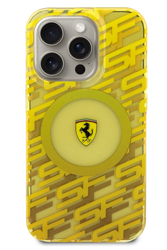 Ferrari iPhone 15 Pro Max Magsafe Uyumlu Multi SF Silikon Kılıf Sarı