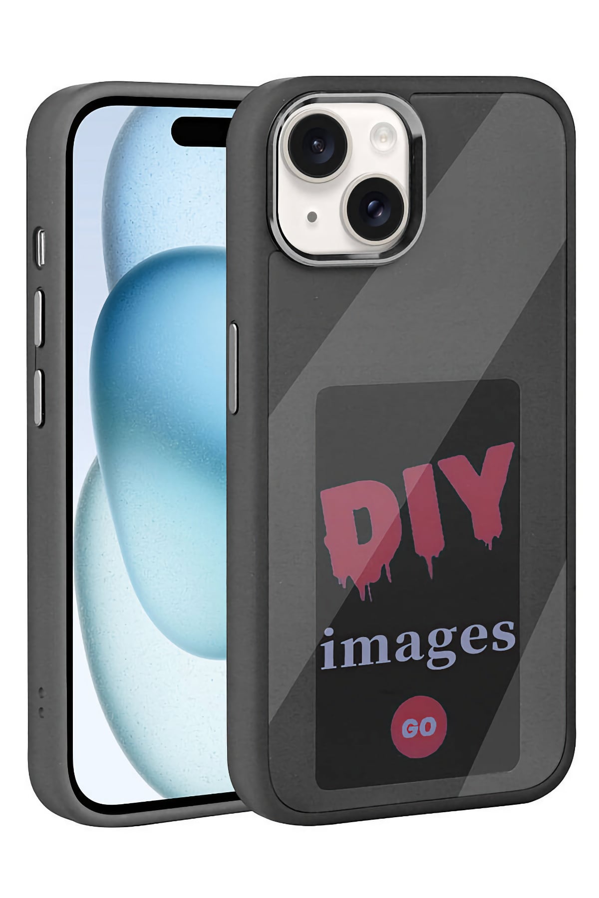 Apple iPhone 15 uyumlu Nfc Resim Yansıtmalı Kılıf Siyah